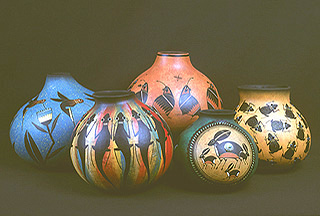 Gourd art pots by robert rivera